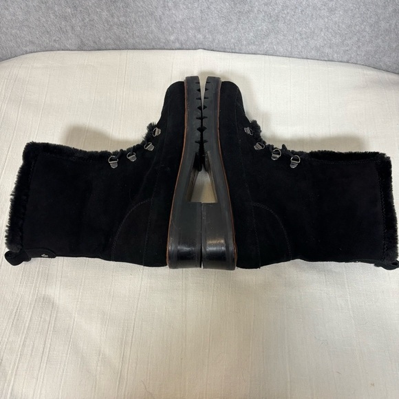 Stuart Weitzman Luge Faux Fur-Lined Suede Boots-Black-Women Size 8 - Picture 6 of 9